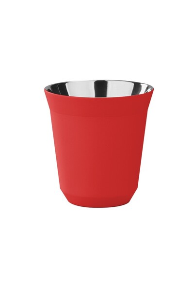 Choice4 أكواب إسبريسو حمراء من الفولاذ المقاوم للصدأ سعة 80 مل، أكواب معزولة ...