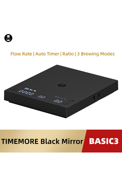 Choice1 ميزان تايم مور بيسك 3 أسود عاكس، ميزان قهوة إسبريسو، ميزان تدفق