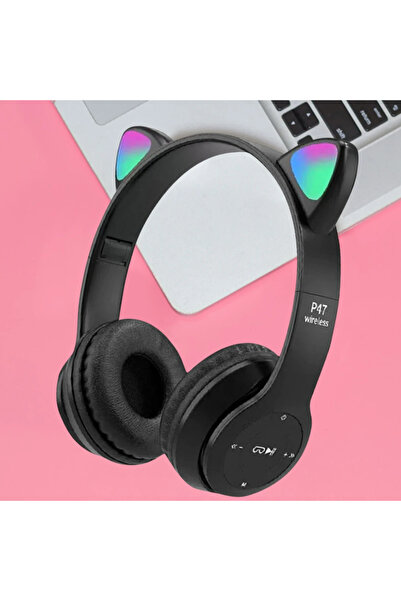 Choice3 alloet Black Flashing LED Cute Cat Ears Headphones Bluetooth Wireless...