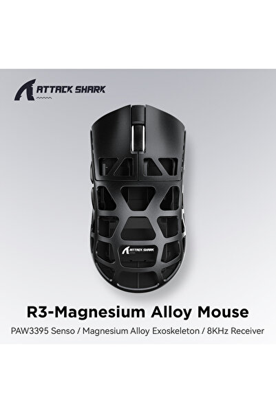 Choice فأرة لاسلكية R3 Black Attack Shark R3 مصنوعة من سبائك المغنيسيوم بدقة ...