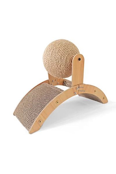 Choice كرة خدش للقطط بنية داكنة 2 في 1، لوح خدش خشبي للقطط، لوح خدش من السيزا...