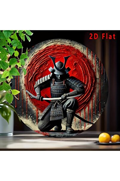Choice لوحة معدنية دائرية بتصميم ساموراي عتيق، مقاس 20×20 سم (7.87×7.87 بوصة)...