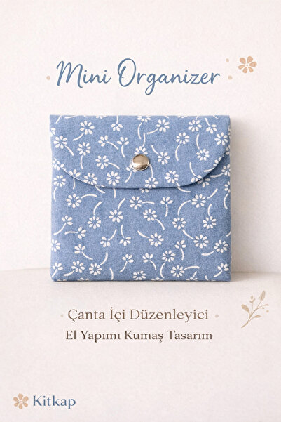 Markasız ucuz Kitkap Mini Organizer & Çanta içi Düzenleyici& Mavi çiçek desenli