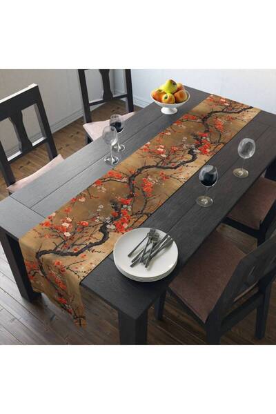 Choice مفرش طاولة طويل بنقشة شجرة زهور صينية، مقاس 33×183 سم - مناسب للمنزل و...