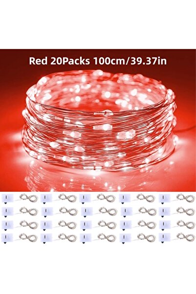 Choice7 سلسلة إضاءة LED بطول متر واحد، 20 قطعة، 20 عبوة، لون أحمر، ألوان دافئ...