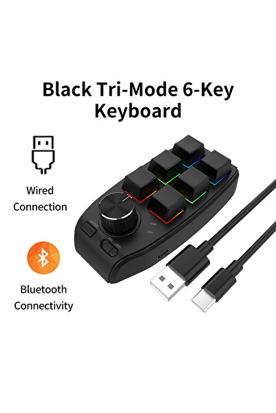 Choice Black Programming Macro Custom 1 Knob Bluetooth Keyboard RGB 6 Key y P...