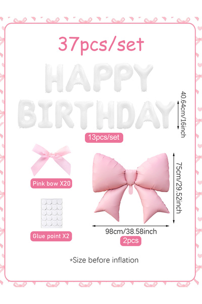 Choice Other 37pcs 35/37 pcs White Happy Birthday banner ballo and light pink...