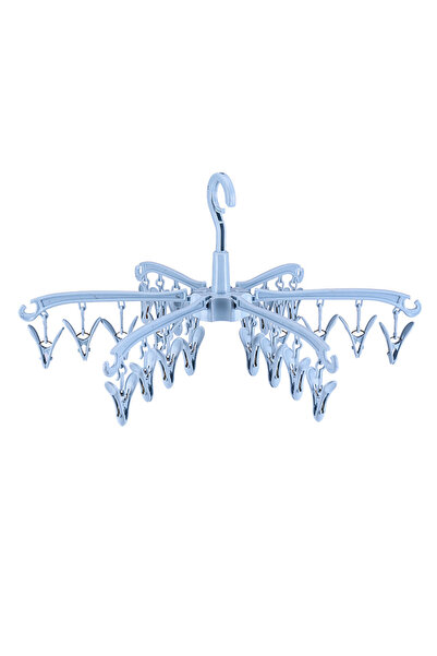 Choice1 مجفف ملابس قابل للطي، أزرق داكن، مزود بـ ٢٤ مشبكًا، علاقة ملابس دوارة...