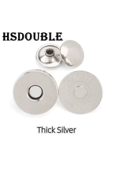 Choice9 18mm Thick Silver 10 Sets Metal Double Rivet Magnetic Clasps Buttons ...