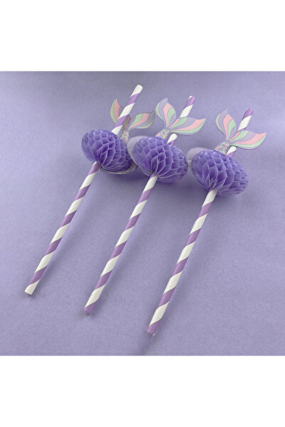 Choice 10PCS Purple 10pcs Mermaid Tail Honeycomb Straw Under the Sea Party De...