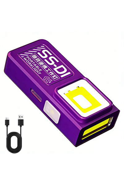 Choice Purple 1PC Powerful Mini COB LED Keychain Flashlight USB C Rechargeabl...