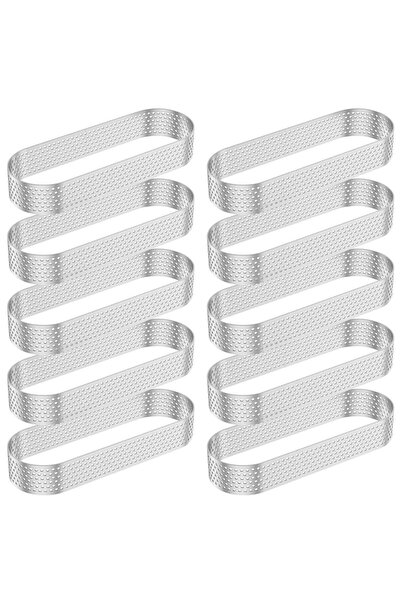 Choice حلقات تارت بيضاوية من الفولاذ المقاوم للصدأ مقاس 5 بوصات، 12 قطعة فضية...