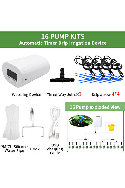 choice2 طقم مضخة 16 بوصة، مضخة ري أوتوماتيكية للنباتات والزهور، جهاز ري بالتن...