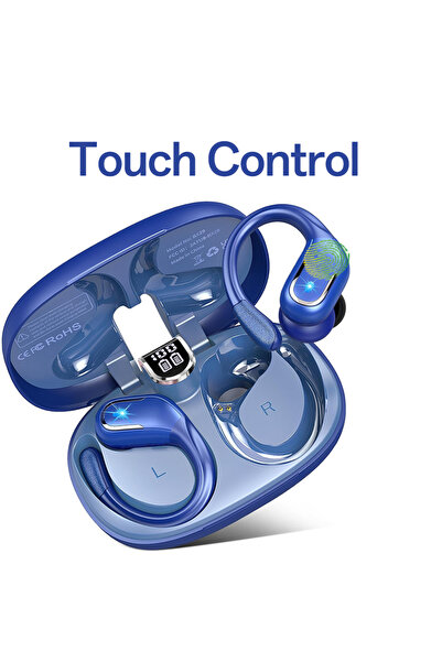 Choice1 سماعات أذن لاسلكية زرقاء بتقنية بلوتوث 5.3 TWS، صوت جهير عميق، مقاومة...