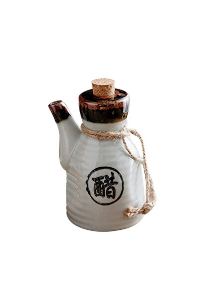 Choice1 White Japanese Style Oil Pot Se Jar Black Soy Sauce Bottle Ceramic Co...