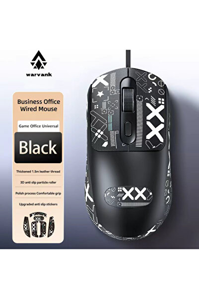 Choice1 ماوس بأسلاك أسود G580 USB، تصميم مريح للمكاتب والألعاب، مزود بملصقات ...