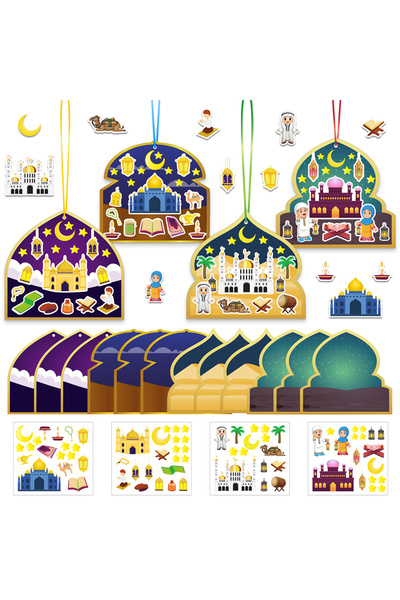 Choice مجموعة ملصقات إسلامية كرتونية، 14×13×0.8 سم، 36 قطعة، طقم أدوات حرفية،...