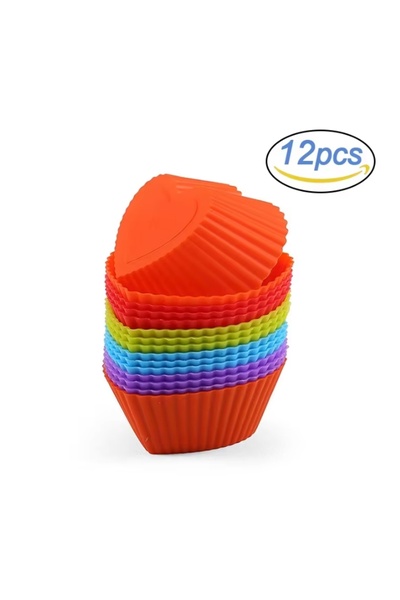 choice2 قوالب سيليكون على شكل قلب (12 قطعة) للكيك، قوالب دائرية على شكل قلب، ...