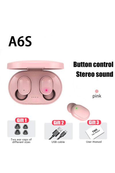 Choice سماعات أذن لاسلكية TWS A6S وردية اللون، تعمل باللمس، بتقنية بلوتوث 5.1...