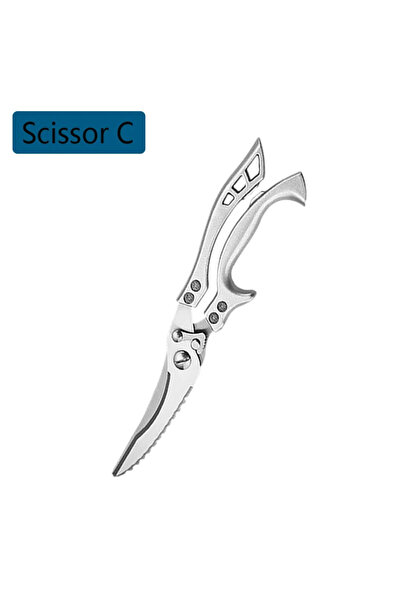 choice2 مقص فضي، مقص مطبخ، مقص مطبخ حاد من الفولاذ المقاوم للصدأ، مناسب للحوم...