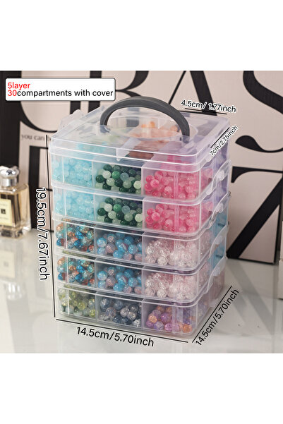 Choice1 صندوق تخزين محمول شفاف متعدد الطبقات مكون من 5 طبقات، مصنوع يدويًا من...