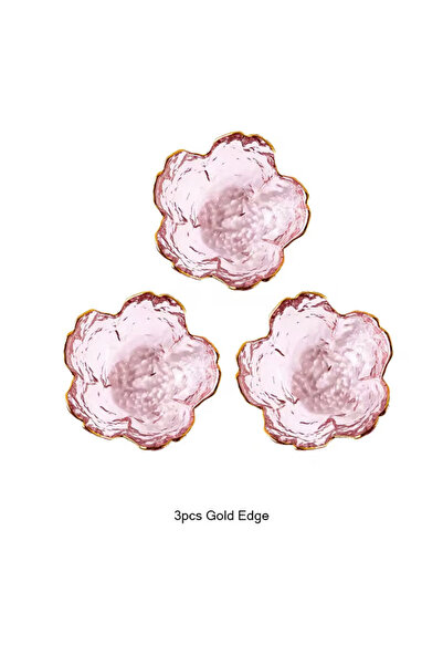Choice1 gold 3pcs 3Pcs Glass Sauce Dish​ with Golden Edge Creative Sakura Ser...