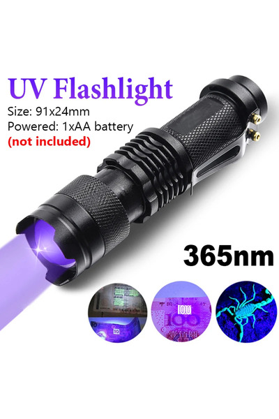 Choice SK68 365nm Zoomable Mini Ultra Violet Lights UV Flashlight LED Ultravi...