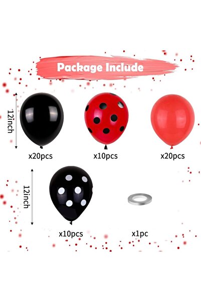 Choice 40 قطعة من بالونات منقّط الحمراء والسوداء المنقطة على شكل خنفساء، مقاس...