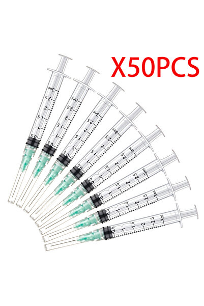 Choice1 50Pcs 3ml Green 50Pcs 3ml Disposable Luer Lk Syringes, Suitable for P...