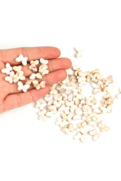 yfhobi 25 gram - 10 mm Sütlü Kahve Damarlı Renk Kelebek Akrilik Boncuk (25 gr...
