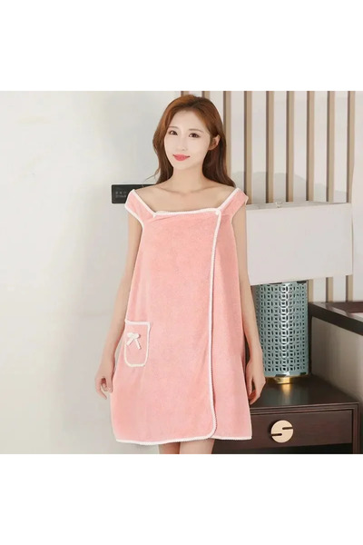 choice2 Pink Bath Skirt Pket Wearable Women's Adult Quick Drying Soft Bathrob...
