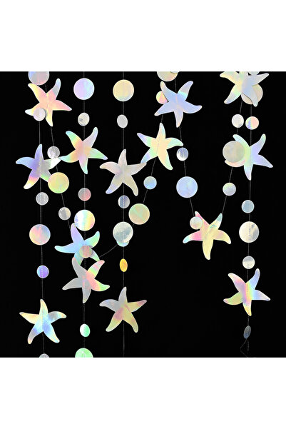 Choice B01-4m زينة حورية البحر بألوان قوس قزح مع قنديل البحر، صدفة، نجم البحر...