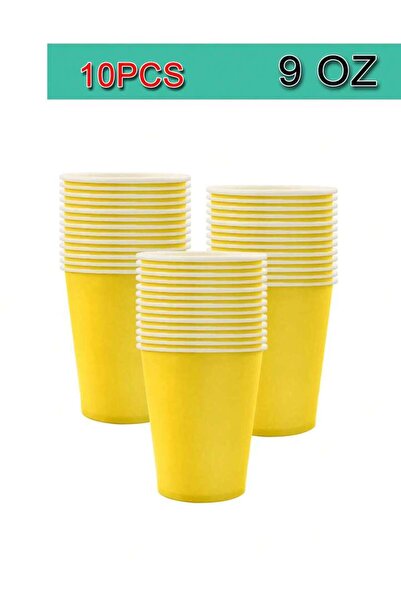 Choice3 ١٠ قطع من الأكواب، زينة حفلات أعياد الميلاد باللون الأصفر، مفرش طاولة...