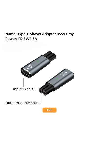 Choice محول شحن رمادي اللون، قطعة واحدة، 5 فولت، من النوع C، لماكينة حلاقة في...