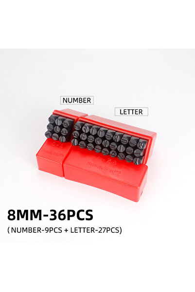 choice2 طقم ختم جلد من الفولاذ الكربوني مكون من 36 قطعة، مقاس 8 مم، حروف أبجد...