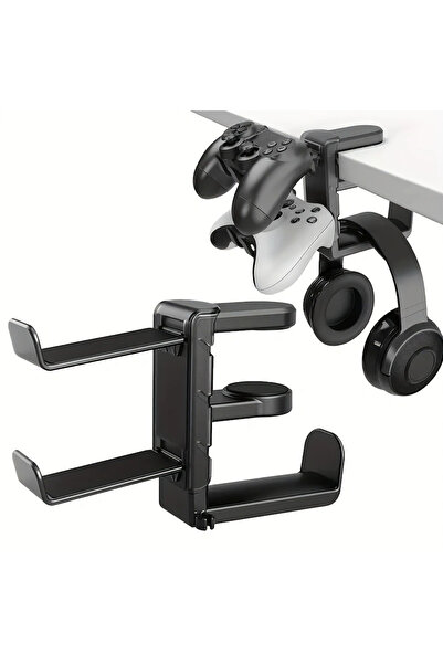 Choice حامل سماعات رأس أسود 3 في 1 يُوضع أسفل المكتب مع حامل وحدة تحكم، مشبك ...