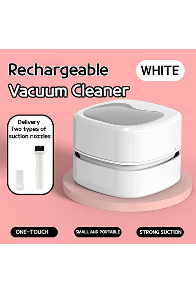 Choice1 مكنسة كهربائية صغيرة لاسلكية قابلة لإعادة الشحن، بيضاء اللون، للاستخد...
