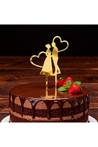 Choice Gold 1 pc Acrylic Couple Cake Topper for Wedding Anniversary, Valentin...