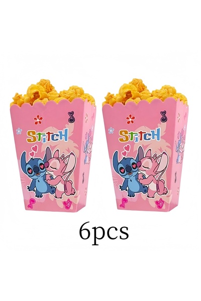 Choice5 8.5 × 11 × 4.5 سم، 6 علب وردية اللون، زينة حفلات ستيتش، علب فشار زرقا...