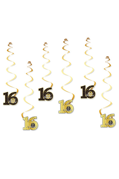 Choice 16 سنة، 6 قطع، أكاليل حلزونية، لافتات متدلية لحفلات أعياد الميلاد، منا...