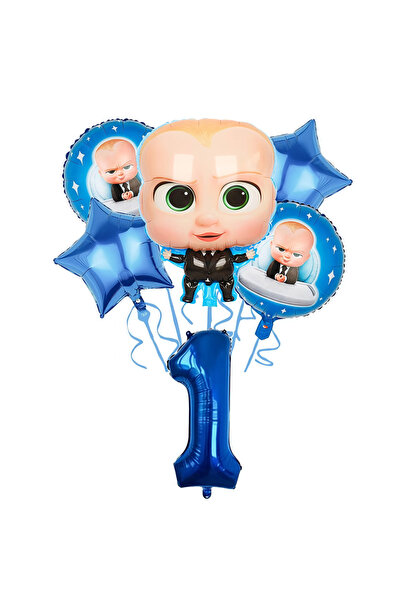 Choice25 other 6pcs balloon 1 Cartoon Bossed Baby Theme Newborn 1st Birthday ...