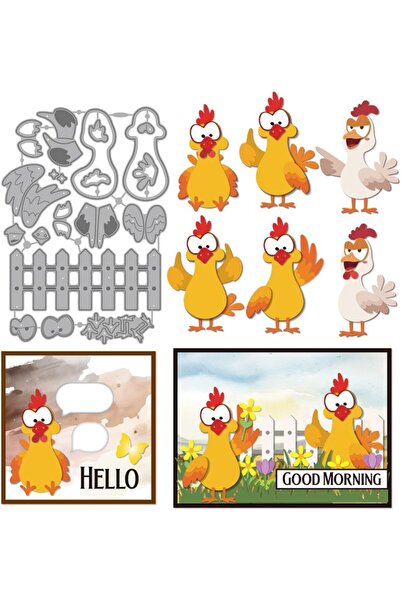 Choice قالب تقطيع دجاج كرتوني AECH08-06660، قالب معدني بارز على شكل دجاجة مضح...