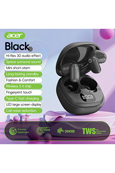 Choice1 سماعات أذن لاسلكية بلوتوث Ohr501 سوداء [منتج رسمي من Acer] بتصميم مري...