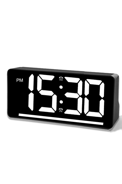 Choice1 ساعة منبه رقمية سوداء كبيرة بشاشة عرض كبيرة مع مؤشر لدرجة الحرارة وإض...