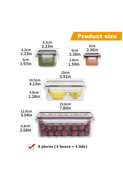 Choice 8PCS 8-PC BPA-Free Airtight Food Containers with Lking Lids - Microwav...