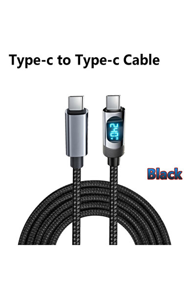 Choice كابل عرض أسود بتقنية PD بقدرة 240 واط، كابل USB من النوع C إلى كابل US...