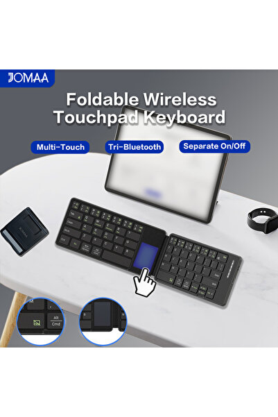 Choice3 Black English JOMAA Foldable Bluetooth Keyboard with Touchpad,Folding...