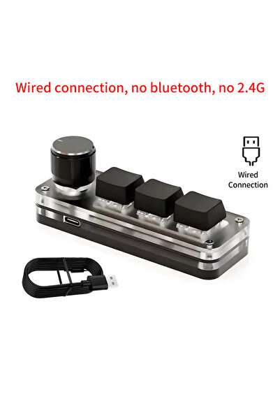 Choice1 GGBEE Black Wired Mini Macro Mechanical Keyboard 3 Keys 1 Knob USB Wi...