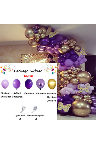 Choice3 As picture No 1 139Pcs Dark Purple Light Balloon Garland Arch Kit Met...