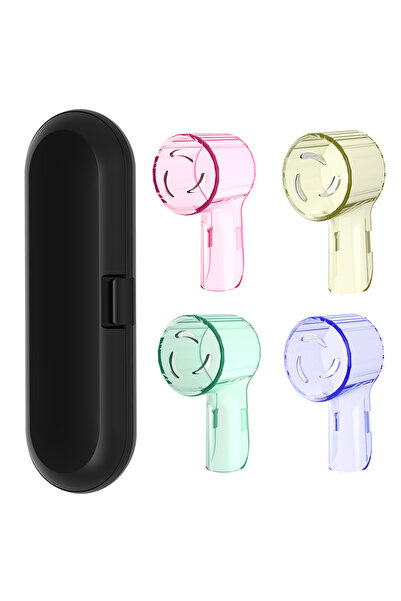 Choice6 علبة سفر لفرشاة أسنان قابلة لإعادة الاستخدام من بلاك-4MC مع 4 أغطية و...